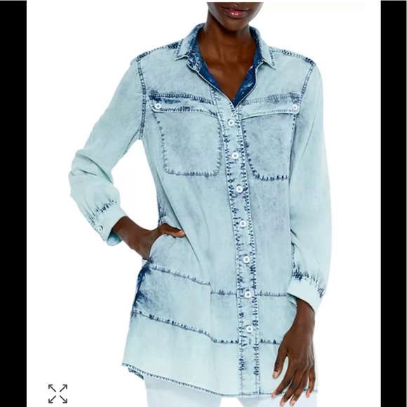 NIC+ZOE Denim Skies Shirt/Mini dress Size S. NWT - Picture 2 of 6